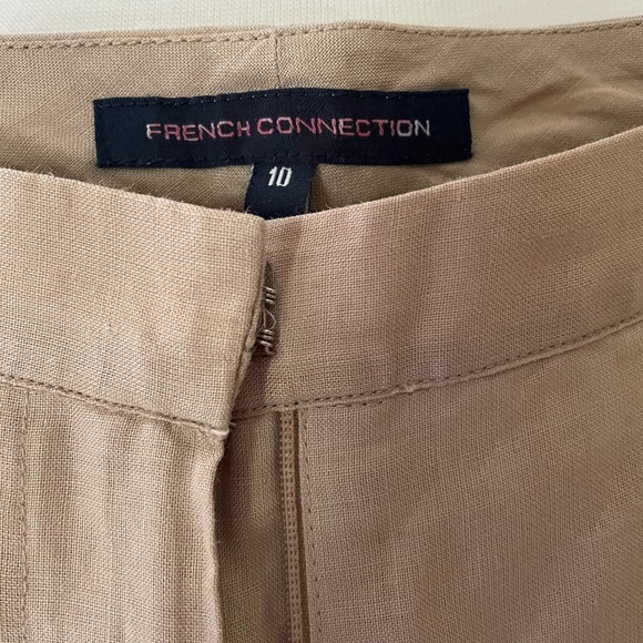 french connection khaki linen pants with buttons/ribbon size 10 - Picture 4 of 6